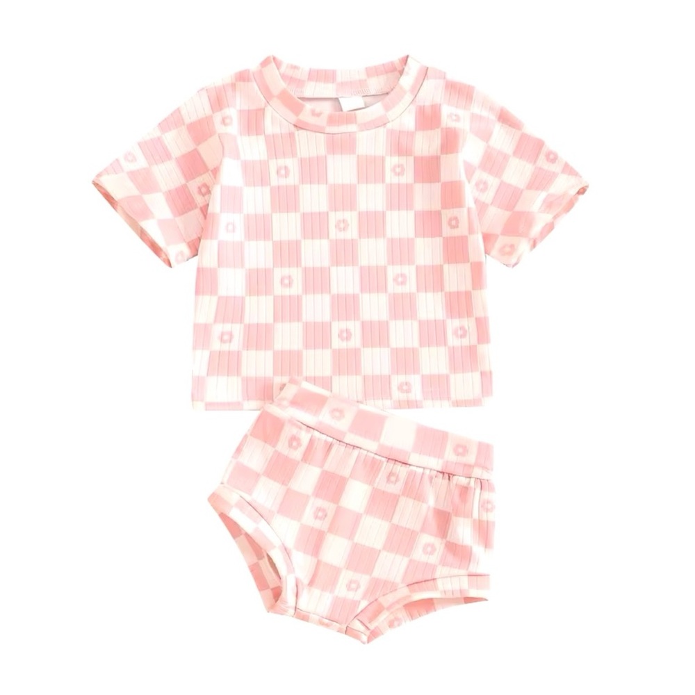 Pink Baby Girl Check 2-Piece Set Size 12-18M NWOT